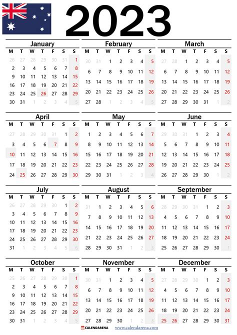 Printable Calendar 2023 Australia